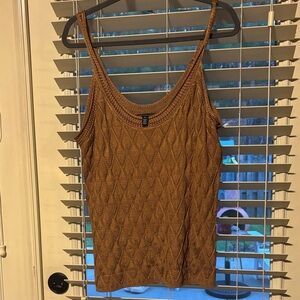 White House Black Market Brown Diamond-Texture Knit Tank